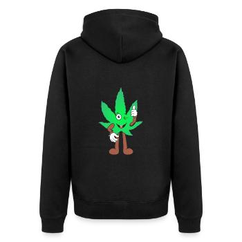 Der Bloom - Weed Cannabis Stoned Hanf Marihuana - Unisex Premium Bio Zip Hoodie - Schwarz - Hinten - Nico (187cm)