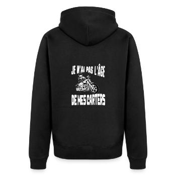 je n'ai pas l'âge de mes carters - Veste à capuche bio Premium Unisexe - noir - Dos - Nico (187cm)
