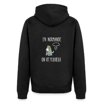 en normandie on vit pluvieux - Veste à capuche bio Premium Unisexe - noir - Dos - Nico (187cm)