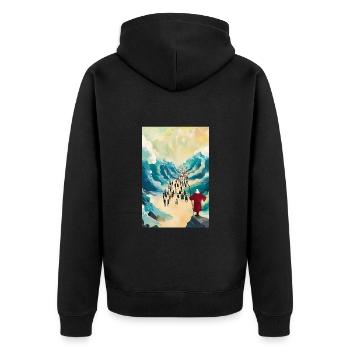 W6 Moses Moses Teilt Das Rote Meer 3 Stücke, Digit - Unisex Premium Bio Zip Hoodie - Schwarz - Hinten - Nico (187cm)
