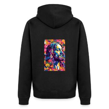 Art mural Living Jesus, téléchargement numérique, - Veste à capuche bio Premium Unisexe - noir - Dos - Nico (187cm)