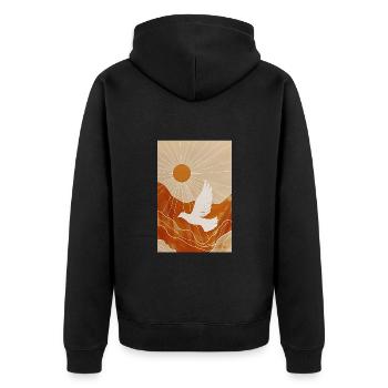 Art mural minimaliste colombe, téléchargement numérique - Veste à capuche bio Premium Unisexe - noir - Dos - Nico (187cm)