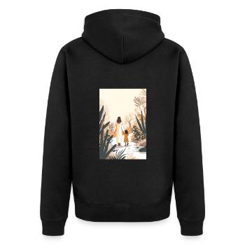 Jesus Christus Wandelt Mit Einem Mädchen, Komm - Unisex Premium Bio Zip Hoodie - Schwarz - Hinten - Nico (187cm)