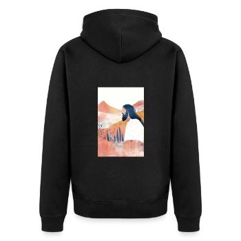 Moderne Jesus Kunstwerk - Unisex Premium Bio Zip Hoodie - Schwarz - Hinten - Nico (187cm)