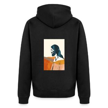 Moderne christliche Kunstwerke, Jesus Kunstdruck - Unisex Premium Bio Zip Hoodie - Schwarz - Hinten - Nico (187cm)