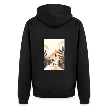 Komm Folge Mir, Kommunion Kunst, Jesus Christus, - Unisex Premium Bio Zip Hoodie - Schwarz - Hinten - Nico (187cm)