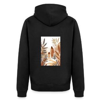 « Jésus marchant avec une jeune fille, religieuse - Veste à capuche bio Premium Unisexe - noir - Dos - Nico (187cm)
