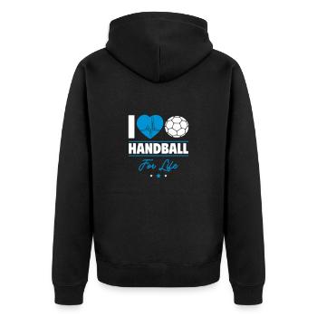 J’aime le handball pour la vie – Édition humoristique - Veste à capuche bio Premium Unisexe - noir - Dos - Nico (187cm)