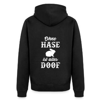 Hase lustig Spruch lustige Sprüche alles doof - Unisex Premium Bio Zip Hoodie - Schwarz - Hinten - Nico (187cm)