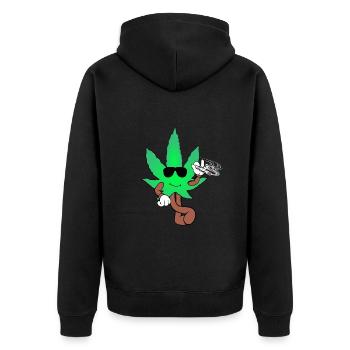 Der Bloom - Weed Cannabis Stoned Hanf Marihuana - Unisex Premium Bio Zip Hoodie - Schwarz - Hinten - Nico (187cm)
