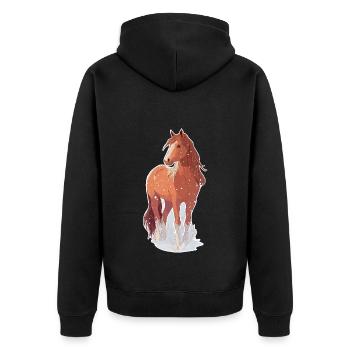 Cheval avec des flocons de neige - Veste à capuche bio Premium Unisexe - noir - Dos - Nico (187cm)