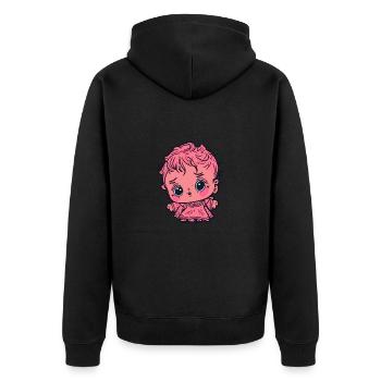 Kleines Mädchen - Unisex Premium Bio Zip Hoodie - Schwarz - Hinten - Nico (187cm)