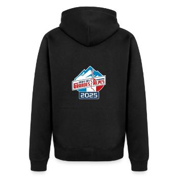 Route des Grandes Alpes Sticker | Color | 2025 - Unisex Premium Organic Zip Hoodie - black - Back - Nico (187cm)
