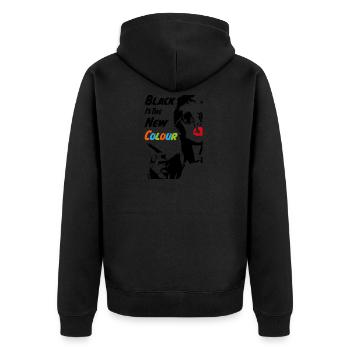 Black is the new Colour - Unisex Premium Bio Zip Hoodie - Schwarz - Hinten - Nico (187cm)