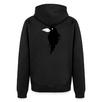 Black raven with a friendly face. - Unisex Premium Organic Zip Hoodie - black - Back - Nico (187cm)
