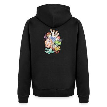 Wilder Haufen / Pilze - Unisex Premium Bio Zip Hoodie - Schwarz - Hinten - Nico (187cm)