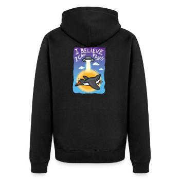 I believe I can fly.Penguin is flying. - Unisex Premium Organic Zip Hoodie - black - Back - Nico (187cm)