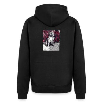 Bulldog08 - Unisex Premium Bio Zip Hoodie - Schwarz - Hinten - Nico (187cm)