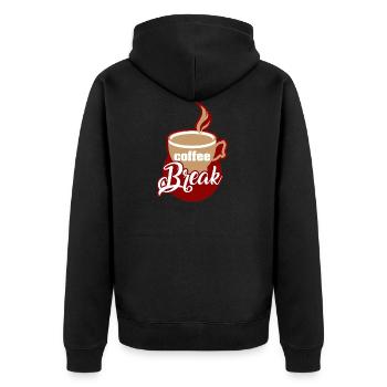 Coffee break - Unisex Premium Organic Zip Hoodie - black - Back - Nico (187cm)