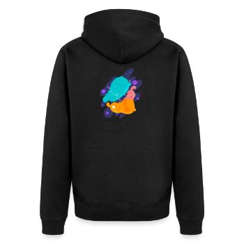 Weltall Kittys - Unisex Premium Bio Zip Hoodie - Schwarz - Hinten - Nico (187cm)