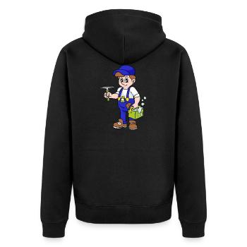 Gebäudereiniger Fensterputzer - Unisex Premium Bio Zip Hoodie - Schwarz - Hinten - Nico (187cm)