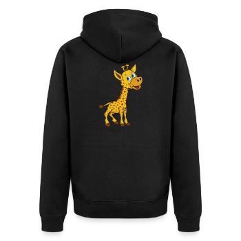 Giraffe - Unisex Premium Bio Zip Hoodie - Schwarz - Hinten - Nico (187cm)