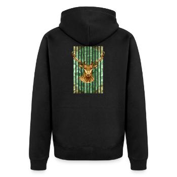 Hirschkönig des Waldes - Unisex Premium Bio Zip Hoodie - Schwarz - Hinten - Nico (187cm)