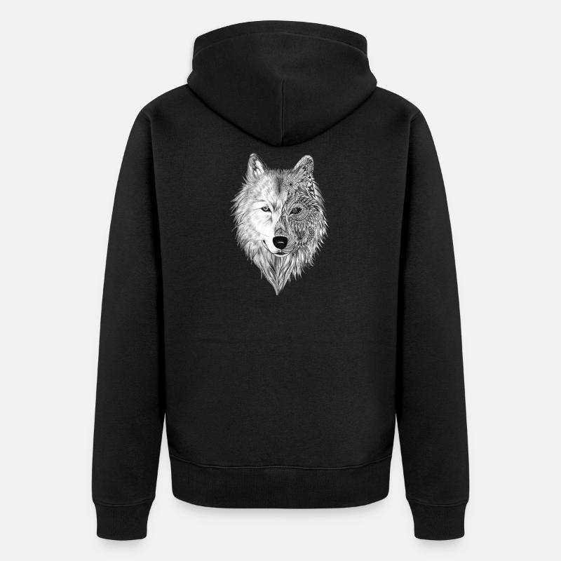Wolf - Unisex Premium Bio Zip Hoodie - Schwarz
