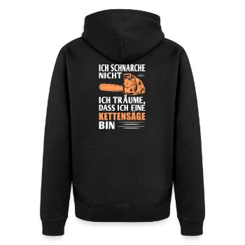 Holzfäller und Holz - Träume ein Kettensäge - Unisex Premium Bio Zip Hoodie - Schwarz - Hinten - Nico (187cm)