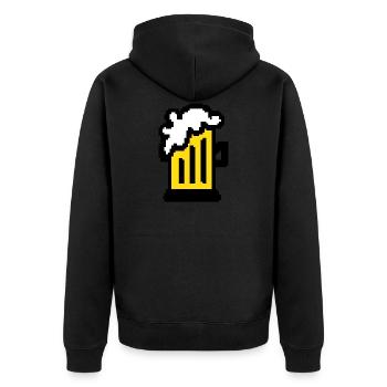 Bier Pixel Art - Unisex Premium Bio Zip Hoodie - Schwarz - Hinten - Nico (187cm)