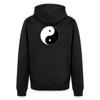 Yin Yang - Unisex Premium Bio Zip Hoodie - Schwarz - Hinten - Nico (187cm)