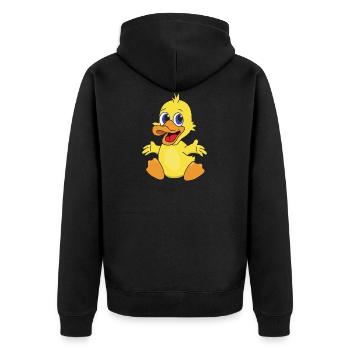 Cute Funny Cool Duck - Unisex Premium Organic Zip Hoodie - black - Back - Nico (187cm)