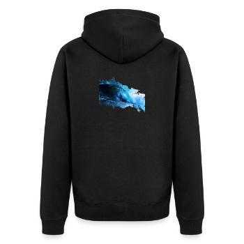 La vague parfaite, surf, surf, cadeau - Veste à capuche bio Premium Unisexe - noir - Dos - Nico (187cm)