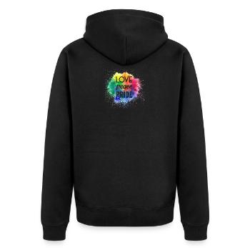 LGBT Love Peace Gay Pride Regenbogen - Unisex Premium Bio Zip Hoodie - Schwarz - Hinten - Nico (187cm)