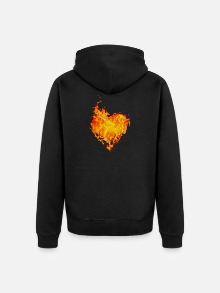 Flammendes Herz - Unisex Premium Bio Zip Hoodie - Schwarz