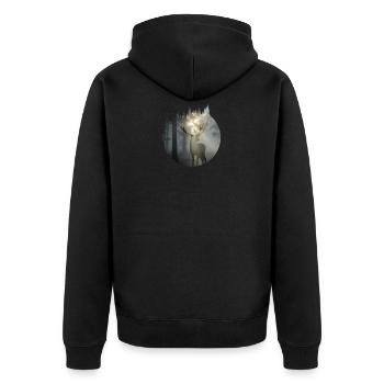Nature Hirsch Deer Outdoor Wald Wildnis - Unisex Premium Bio Zip Hoodie - Schwarz - Hinten - Nico (187cm)