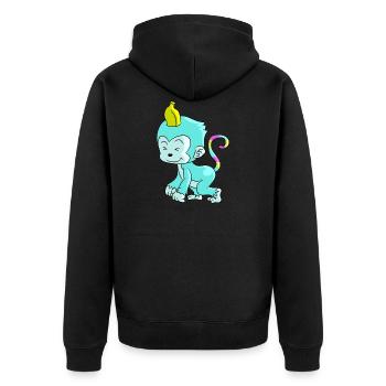 Affe Einhorn Banane Baby Kind Geschenk - Unisex Premium Bio Zip Hoodie - Schwarz - Hinten - Nico (187cm)