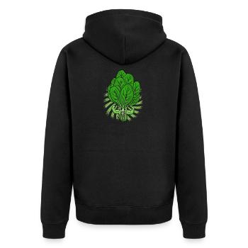 Spinat Vegan vegetarisch Vegetarier Geschenk - Unisex Premium Bio Zip Hoodie - Schwarz - Hinten - Nico (187cm)