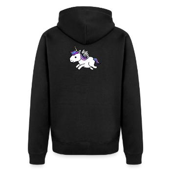 Unicorn Licorne Créatures Fabuleuses Dessin animé - Veste à capuche bio Premium Unisexe - noir - Dos - Nico (187cm)