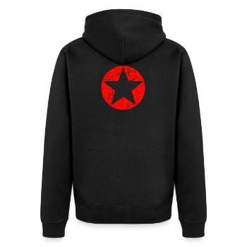 Kreis Stern Form Symbol - Unisex Premium Bio Zip Hoodie - Schwarz - Hinten - Nico (187cm)