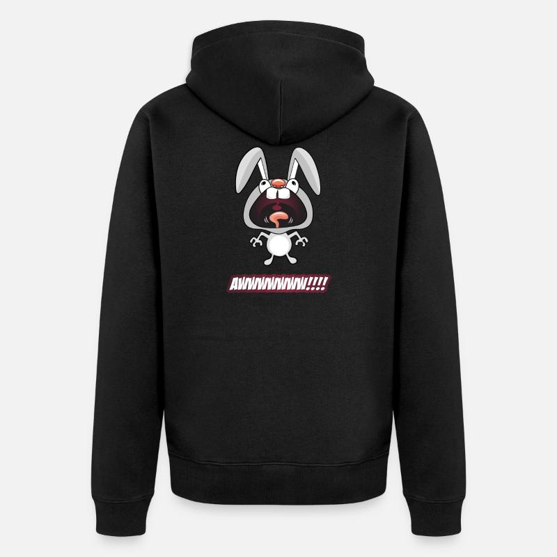 Lapin drôle de bande dessinée! - Veste à capuche bio Premium Unisexe - noir