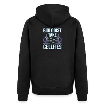Cell-Fie Funny Biology Biologist Laboratory Gift - Unisex Premium Organic Zip Hoodie - black - Back - Nico (187cm)