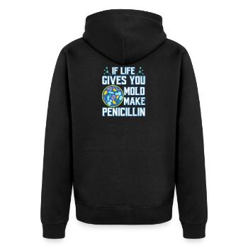 Biologie Spruch Lehrer Student Penicillin Geschenk - Unisex Premium Bio Zip Hoodie - Schwarz - Hinten - Nico (187cm)