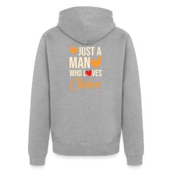 Poulet Propriétaire Poulet Fermier Gag - Veste à capuche bio Premium Unisexe - gris chiné - Dos - Nico (187cm)
