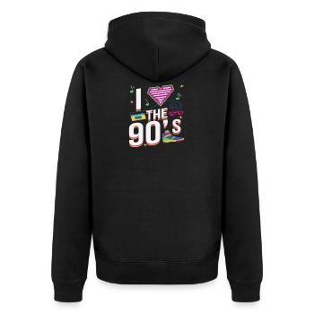 I Love 90s 90s Motto Party Outfit Gift - Veste à capuche bio Premium Unisexe - noir - Dos - Nico (187cm)