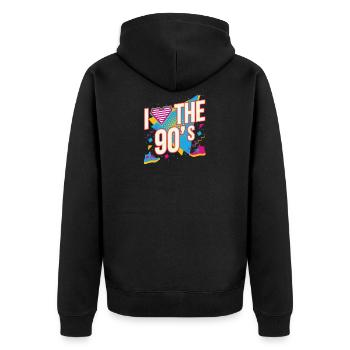 I Love 90s 90s Motto Party Outfit Gift - Veste à capuche bio Premium Unisexe - noir - Dos - Nico (187cm)