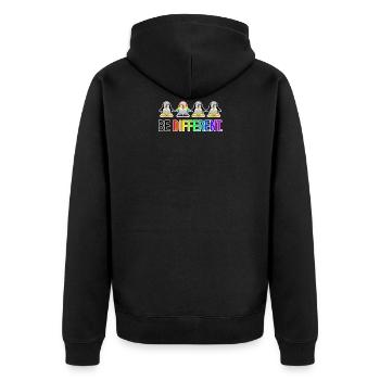 Be Different LGBT Pinguin Gay Pride CSD Cartoon - Unisex Premium Bio Zip Hoodie - Schwarz - Hinten - Nico (187cm)