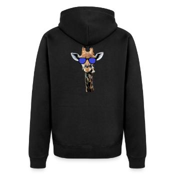coole Giraffe mit Sonnenbrille, witziges Geschenk - Unisex Premium Bio Zip Hoodie - Schwarz - Hinten - Nico (187cm)