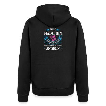 Lustige Sprüche Anglerin Angeln Fischerin Geschenk - Unisex Premium Bio Zip Hoodie - Schwarz - Hinten - Nico (187cm)