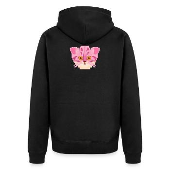 Pixel Katzen Zocker Gamer Spieler Rosa Geschenk - Unisex Premium Bio Zip Hoodie - Schwarz - Hinten - Nico (187cm)